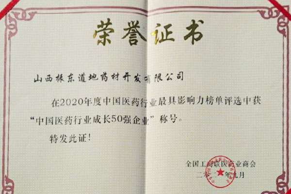J9集团国际路地药材荣获中国医药行业成长50强